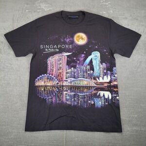 Singapore Glow City T Shirt Womens L The‎ Merlion City Skyline Tee
